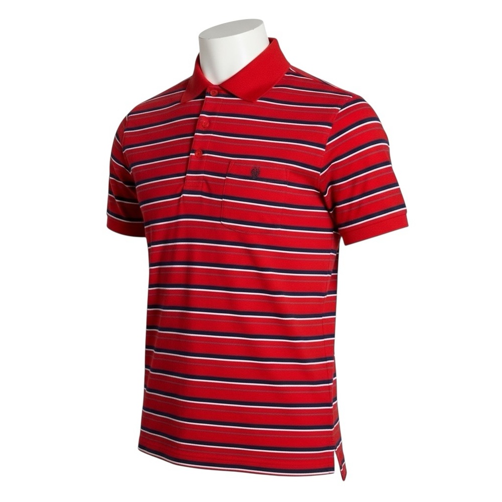 🐒💥👕 Paul Frank 🔴🔵 Striped Polo | Retro Streetwear‎ Drip Small